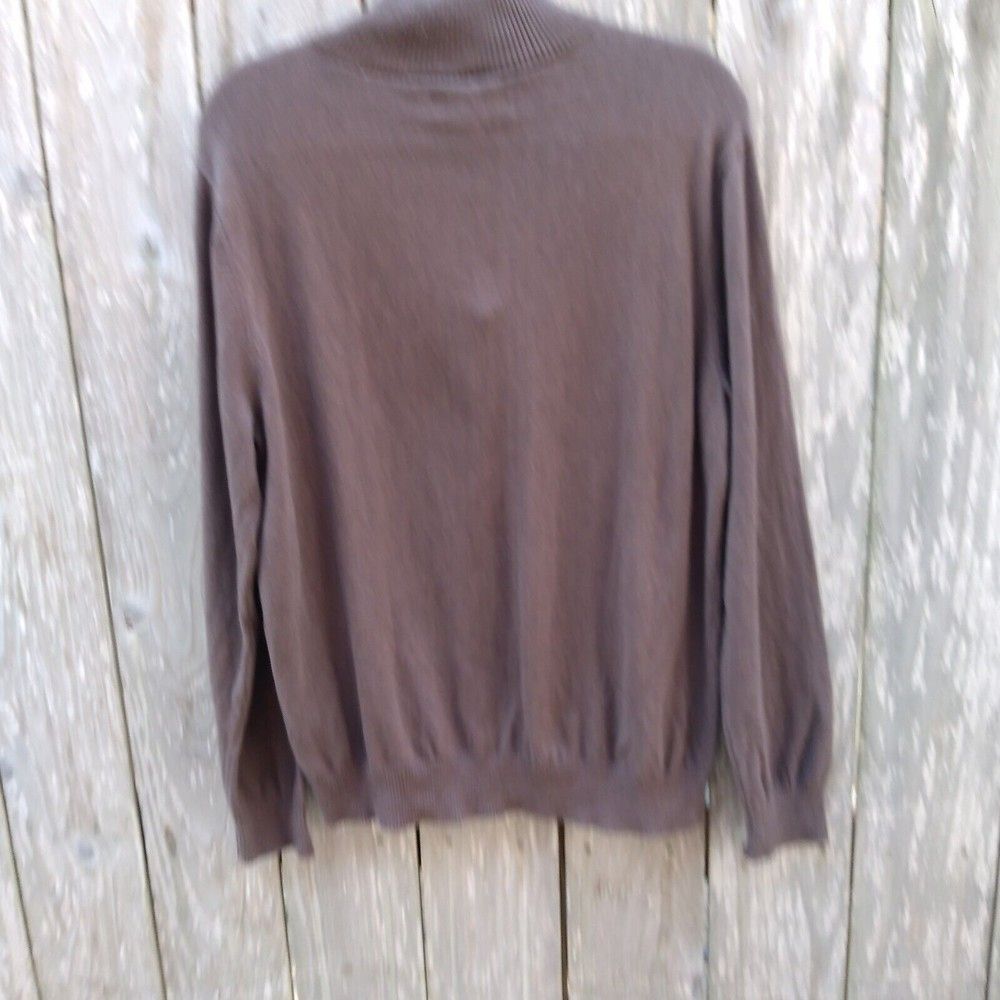 Hawker Rye size L cotton cashmere sweater chocolate brown zip neck - Picture 8 of 9